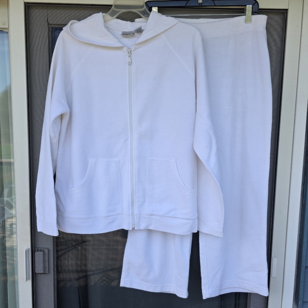Chicos Spa Terry Capri Jacjet Set Sz 2 L XL 12 14